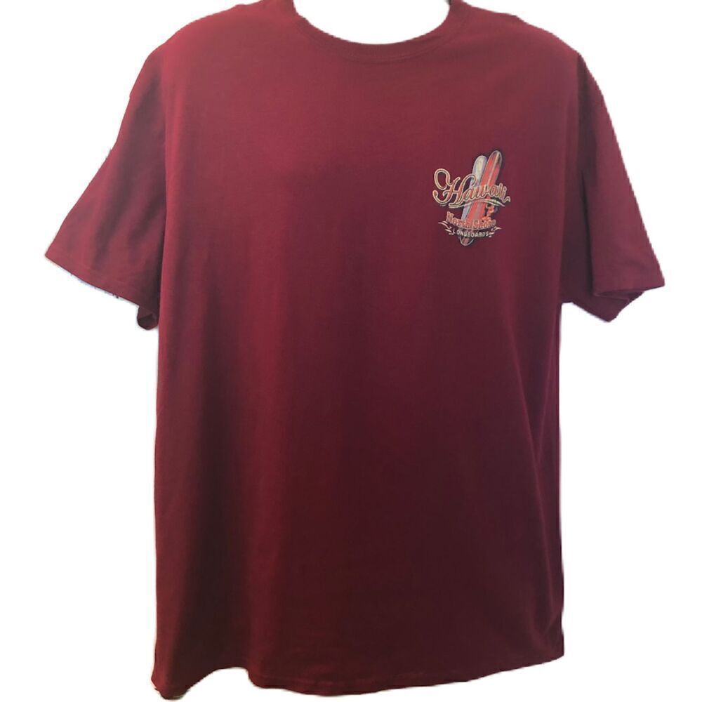 Hawaii North Shore Longboards Double Sided Men's Unisex Red Graphic T-Shirt XL